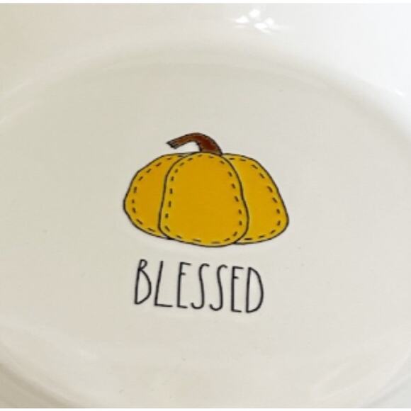 Rae Dunn BLESSED Pumpkin Pie Plate Dish 10.5" Fall Thanksgiving NEW - Picture 2 of 4